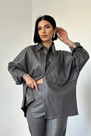 leyla sanat sanata yeni bir bakış açısı Füme Deri Gömlek Ve Pantolon Takım