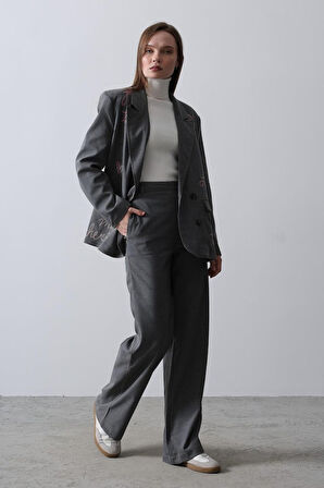 leyla sanat sanata yeni bir bakış açısı Kalpli Ceket Takım - Antrasit