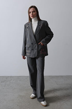 leyla sanat sanata yeni bir bakış açısı Kalpli Ceket Takım - Antrasit