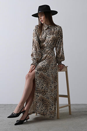 leyla sanat sanata yeni bir bakış açısı Leopar Desenli Gipeli Elbise - Leopar