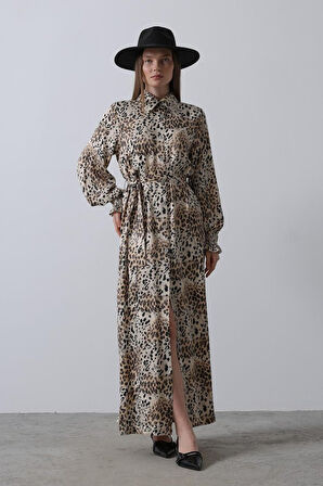 leyla sanat sanata yeni bir bakış açısı Leopar Desenli Gipeli Elbise - Leopar