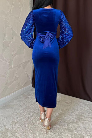 leyla sanat sanata yeni bir bakış açısı Saks Pul Payetli Kadife Elbise