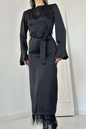 leyla sanat sanata yeni bir bakış açısı Siyah Eteği Saçaklı Elbise