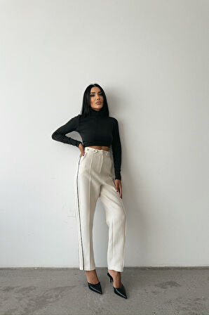 leyla sanat sanata yeni bir bakış açısı CHANEL PANTOLON YAN BİYELİ - Beyaz