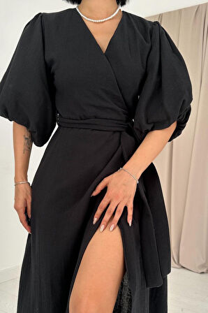 leyla sanat sanata yeni bir bakış açısı Siyah Kuşaklı Müslin Elbise