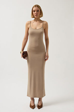 leyla sanat sanata yeni bir bakış açısı İnce Askılı Maxi Elbise