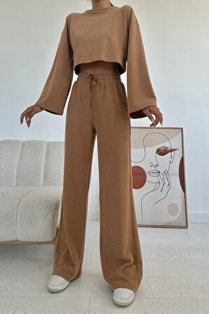leyla sanat sanata yeni bir bakış açısı Camel Fitilli Bluz Ve Pantolon Takım