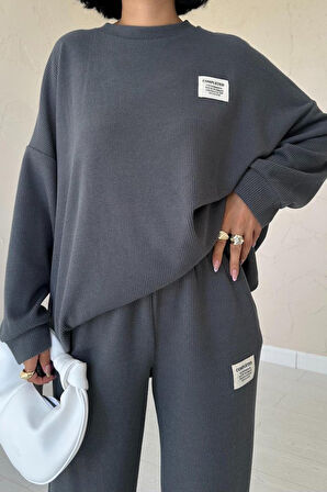 leyla sanat sanata yeni bir bakış açısı Füme Klasik Fitilli Kazak Ve Pantolon Takım