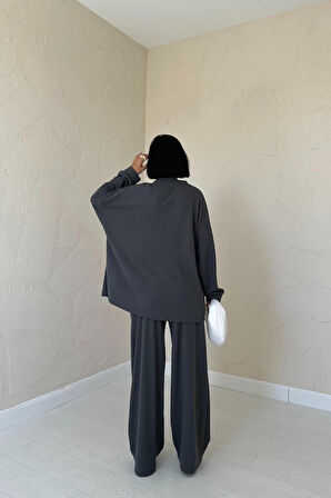 leyla sanat sanata yeni bir bakış açısı Füme Klasik Fitilli Kazak Ve Pantolon Takım