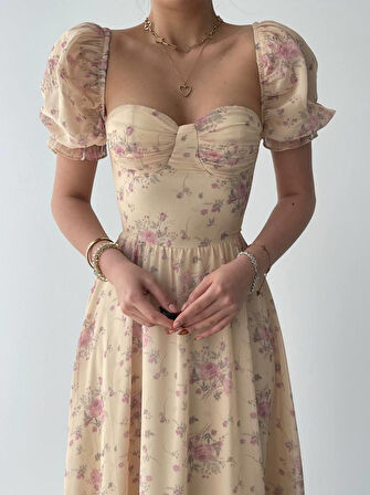 leyla sanat sanata yeni bir bakış açısı ŞİFON KUMAŞ DİJİTAL DESEN BASKILI ELBİSE