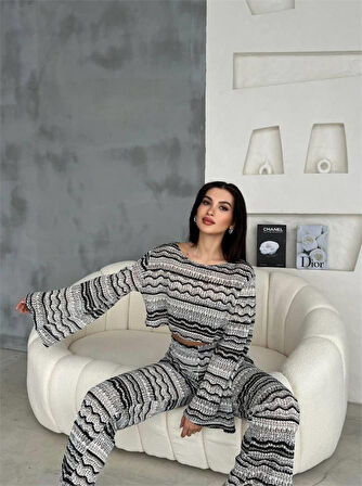 leyla sanat sanata yeni bir bakış açısı FİLE DANTEL BLUZ - YIRTMAÇLI PANTOLON TAKIM - Bej