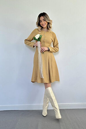 leyla sanat sanata yeni bir bakış açısı Vizon Kısa Klasik Elbise