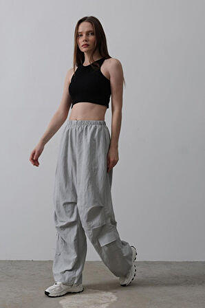 leyla sanat sanata yeni bir bakış açısı Paraşüt Cargo Pantolon - Gri