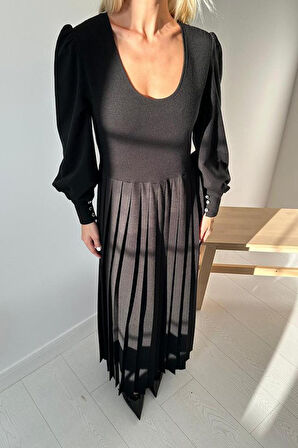 leyla sanat sanata yeni bir bakış açısı Siyah Bisiklet Yaka Elbise