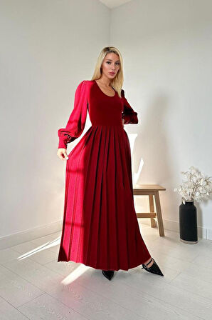 leyla sanat sanata yeni bir bakış açısı Bordo Bisiklet Yaka Elbise