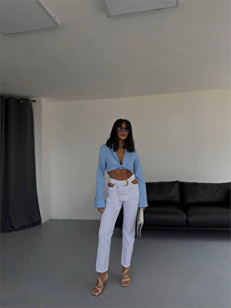 leyla sanat sanata yeni bir bakış açısı KOT PANTOLON - Beyaz