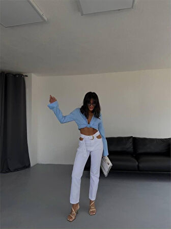 leyla sanat sanata yeni bir bakış açısı KOT PANTOLON - Beyaz