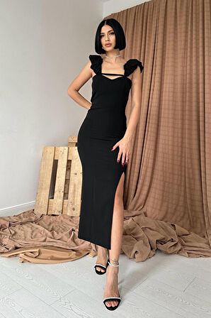 leyla sanat sanata yeni bir bakış açısı Siyah Askı Detaylı Elbise