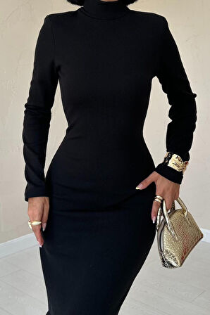 leyla sanat sanata yeni bir bakış açısı Siyah Eteği Garnili Triko Elbise