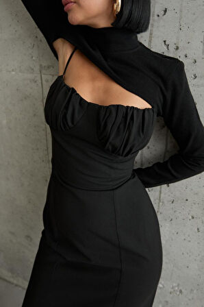 leyla sanat sanata yeni bir bakış açısı Siyah Göğüs Kuplu Elbise