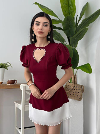 leyla sanat sanata yeni bir bakış açısı Safe Kalp Detaylı Elbise