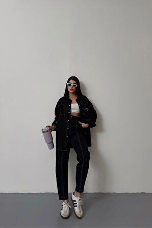 leyla sanat sanata yeni bir bakış açısı DENİM PUNTOLU GÖMLEK-PANTOLON TAKIM - Pembe