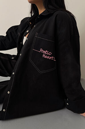 leyla sanat sanata yeni bir bakış açısı DENİM PUNTOLU GÖMLEK-PANTOLON TAKIM - Pembe