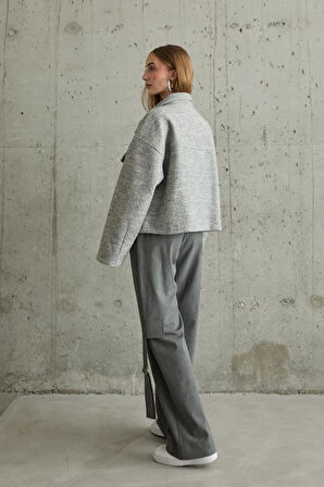 leyla sanat sanata yeni bir bakış açısı Gri Önden Fermuarlı Pantolon