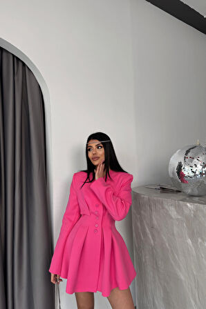 leyla sanat sanata yeni bir bakış açısı CEKET ELBİSE PENS DETAYLI - Pembe