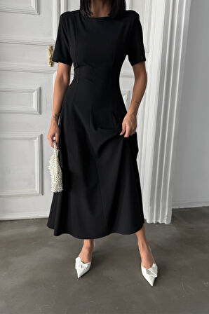 leyla sanat sanata yeni bir bakış açısı POLİVİSKON ELBİSE - Siyah