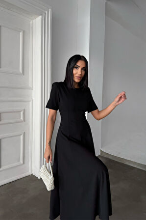 leyla sanat sanata yeni bir bakış açısı POLİVİSKON ELBİSE - Siyah