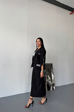 leyla sanat sanata yeni bir bakış açısı CROP CEKET - ETEK TAKIM - Siyah