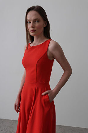 leyla sanat sanata yeni bir bakış açısı Double Kolsuz Elbise - Kırmızı