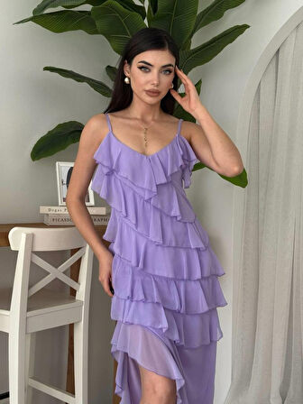 leyla sanat sanata yeni bir bakış açısı Ples Yırtmaç Detaylı Elbise