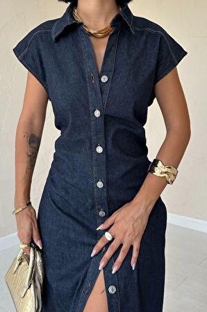 leyla sanat sanata yeni bir bakış açısı Mavi Kolsuz Vatkalı Elbise