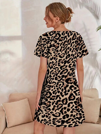 leyla sanat sanata yeni bir bakış açısı Kadın Kısa Kollu Bisiklet Yaka Dijital Baskılı Süprem Elbise