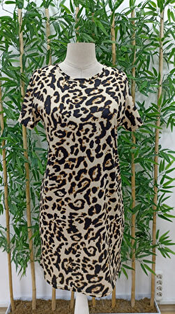 leyla sanat sanata yeni bir bakış açısı Kadın Kısa Kollu Bisiklet Yaka Dijital Baskılı Süprem Elbise