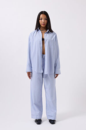 leyla sanat sanata yeni bir bakış açısı Çizgili Bel Lastikli Pantolon