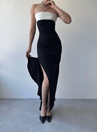 leyla sanat sanata yeni bir bakış açısı Terk Yırtmaç Detaylı Elbise