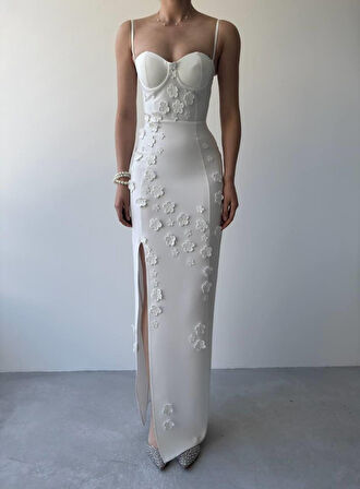 leyla sanat sanata yeni bir bakış açısı Stor Gül Detaylı Elbise