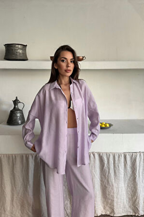 leyla sanat sanata yeni bir bakış açısı GÖMLEK - PANTOLON TAKIM - Lila