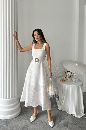 leyla sanat sanata yeni bir bakış açısı Ekru Kuplu Uzun Elbise