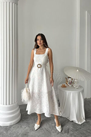 leyla sanat sanata yeni bir bakış açısı Ekru Kuplu Uzun Elbise