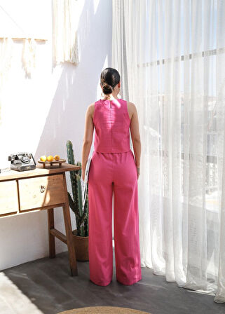 leyla sanat sanata yeni bir bakış açısı Keten Bluz Ve Pantolon İki̇li̇ Takim