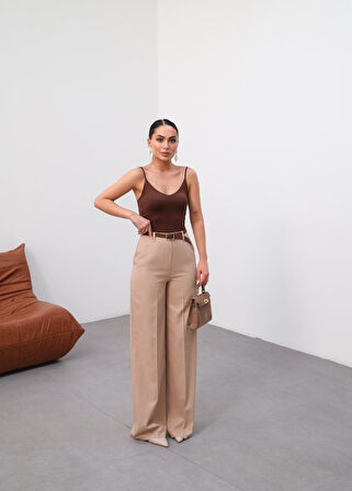 leyla sanat sanata yeni bir bakış açısı Keten Kemerli̇ Ve Dökümlü Palazzo Pantolon (Kemer Dahi̇l)