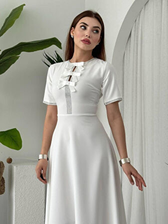 leyla sanat sanata yeni bir bakış açısı Wera Taşlı Fiyonk Detaylı Elbise