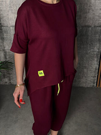 leyla sanat sanata yeni bir bakış açısı Kadın Kısa Kollu Bisiklet Yaka Viskon Iki Iplik Bluz Ve Pantolon Ikili Takım