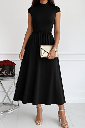 leyla sanat sanata yeni bir bakış açısı Kadın Kısa Kollu Yarı Balıkçı Yaka Viskon Elbise