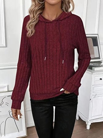 leyla sanat sanata yeni bir bakış açısı Kadın Uzun Kollu Kapşonlu Bağcıklı şardonlu Kaşkorse Bluz