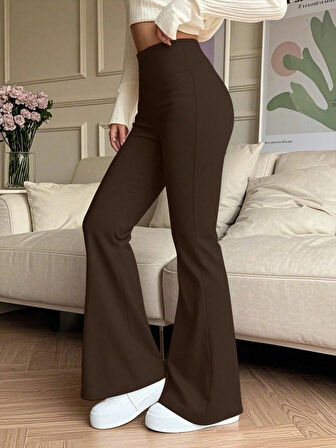 leyla sanat sanata yeni bir bakış açısı Kadın Yüksek Bel Ispanyol Paçalı Pantolon Tayt